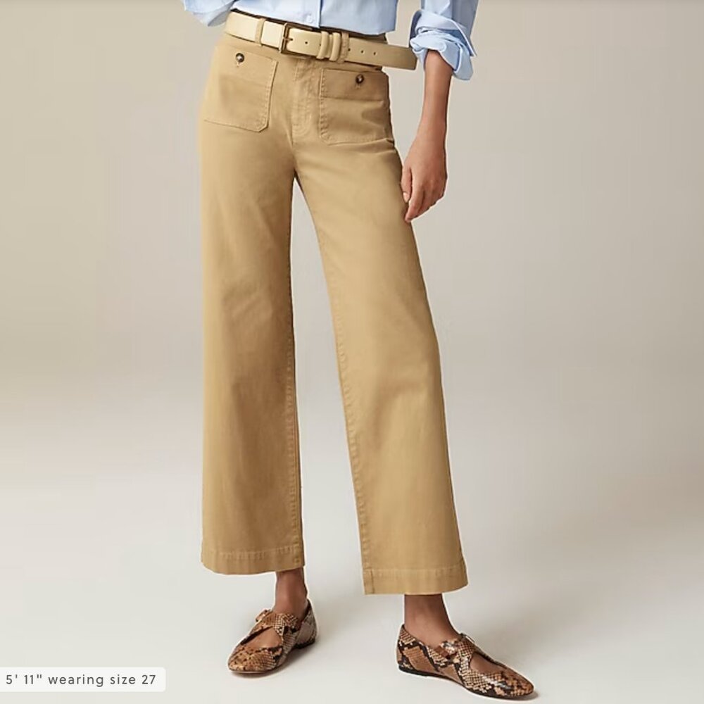 J.Crew Petite Sailor Slim Wide-Leg Chino Pant - Honey Brown - Petite 25